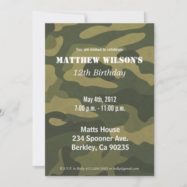Army Camoflauge Invitation (Front)