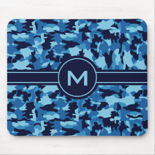 Army camouflage Blue pattern Mouse Pad