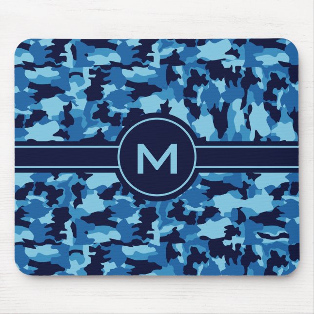 Army camouflage Blue pattern Mouse Pad (Front)