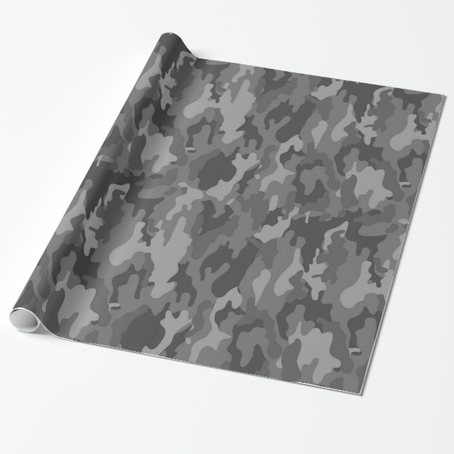 Army Camouflage (Dark Grey Colour) Wrapping Paper (Unrolled)