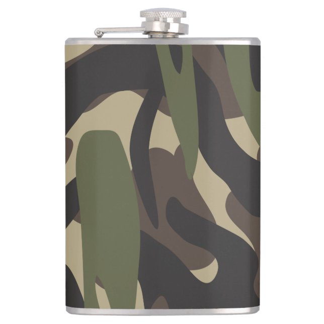 Army Camouflage  Hip Flask (Front)