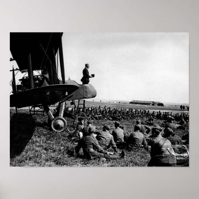 Army Chaplain Delivering Sermon From Plane Poster (Front)