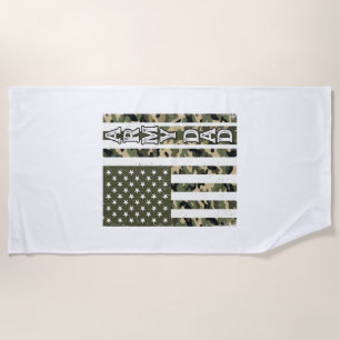 Army Dad Camo American Flag Vintage Shirt Design_1 Beach Towel