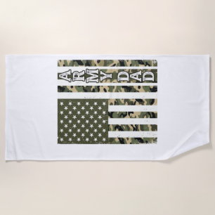 Army Dad Camo American Flag Vintage Shirt Design_1 Beach Towel