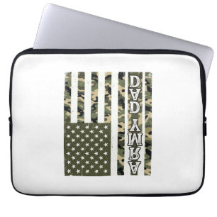 Army Dad Camo American Flag Vintage Shirt Design_1 Laptop Sleeve