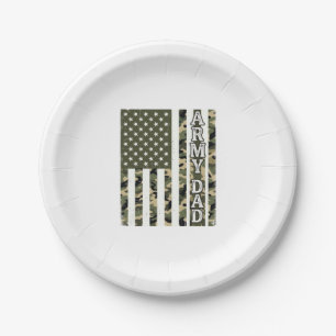Army Dad Camo American Flag Vintage Shirt Design_1 Paper Plate