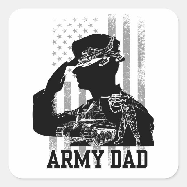 Army Dad Square Sticker (Front)
