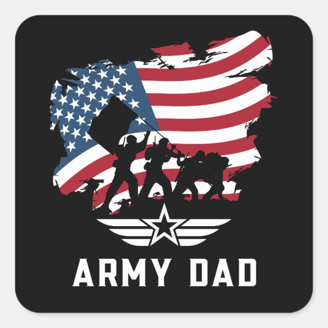 Army Dad Square Sticker (Front)
