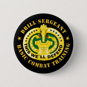 Army - Drill Sgt Badge - United States Army 2 Inch Round Button