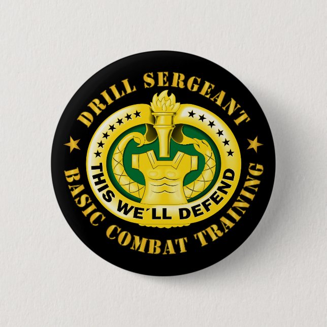 Army - Drill Sgt Badge - United States Army 2 Inch Round Button (Front)