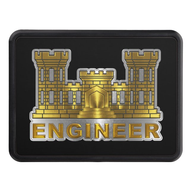 Army Engineer Castle Trailer Hitch Cover (Front)