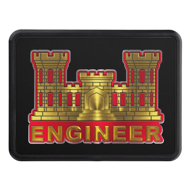 Army Engineer Castle Trailer Hitch Cover (Front)