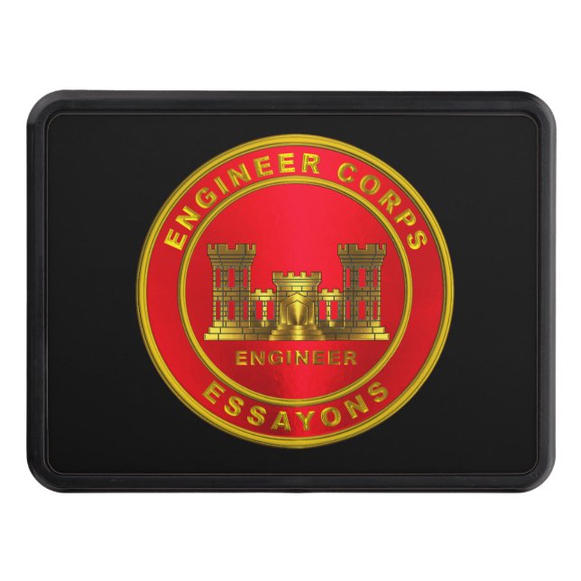 Army Engineer Castle Trailer Hitch Cover (Front)