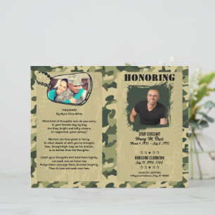 Army Fatigue Themed Military Memorial Program