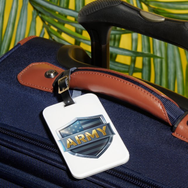 Army Flag Shield Luggage Tag (Front Insitu 1)