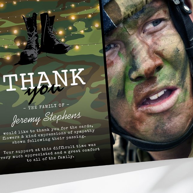 Army Funeral Photo Thank You Card (Creator Uploaded)