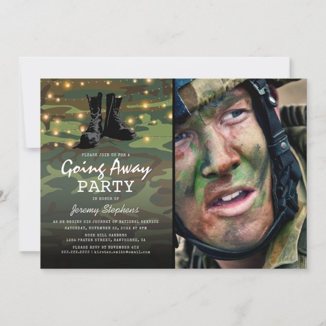 Army Going Away Photo Party Invitation (Front)