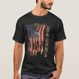 Army Grandma Military Veterans Retro US Flag Camo  T-Shirt