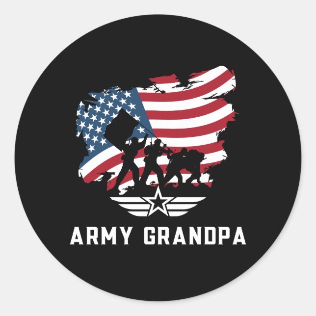 Army Grandpa Classic Round Sticker (Front)
