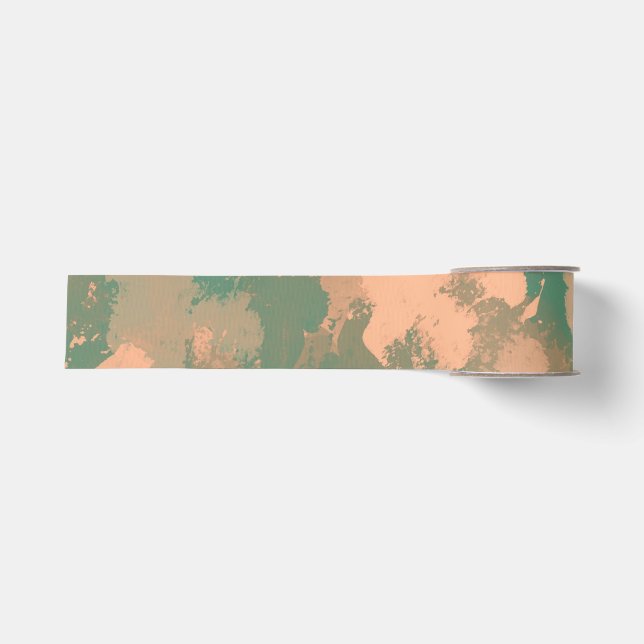 Army Green Abstract Floral Party Ribbon Grosgrain Ribbon (Front)