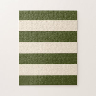 Army Green and Antique White Stripes Jigsaw Puzzle