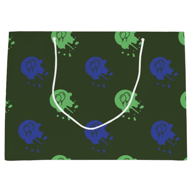 Army Green & Blue Paintball Party Large Gift Bag (Front)