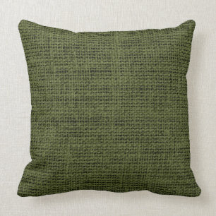 Army green burlap linen background throw pillow