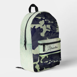 Army Green Camo Shimmery Chic Personalized Printed Backpack