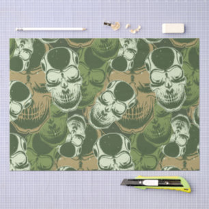 Army Green Camo Skull Pattern Tissue Paper