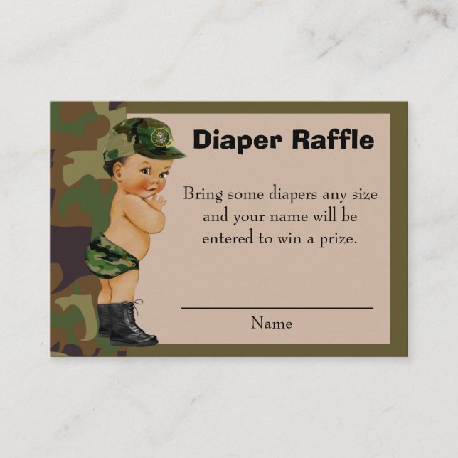 Army Green Camouflage Diaper Raffle Insert (Front)
