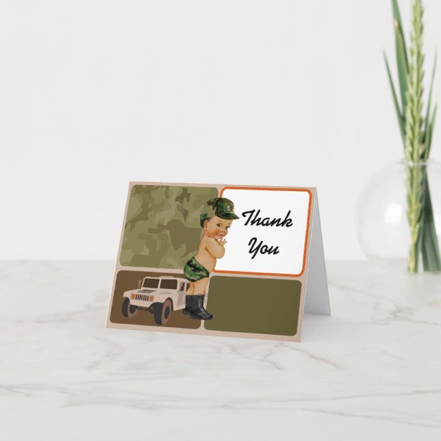 Army Green Camouflage Thank You card (Front)