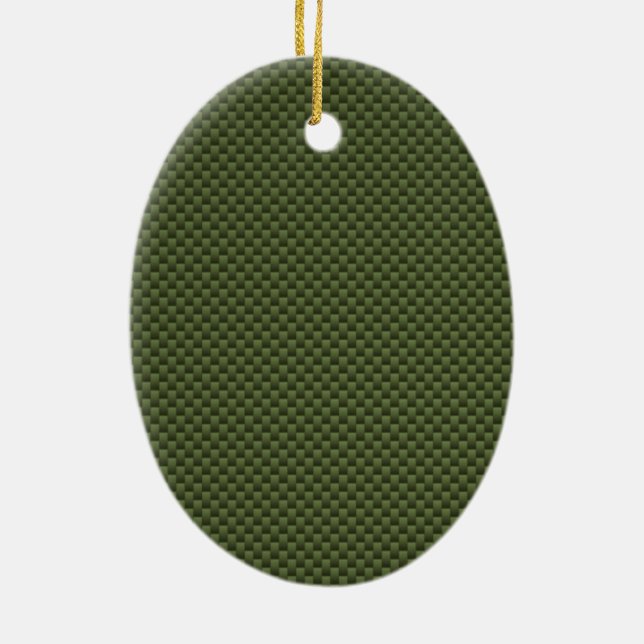 Army Green Carbon Fibre Style Print Ceramic Ornament (Back)