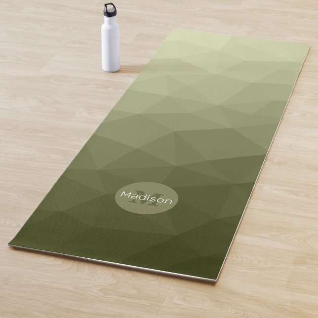 Army green cool geometric mesh pattern Monogram Yoga Mat (In Situ)