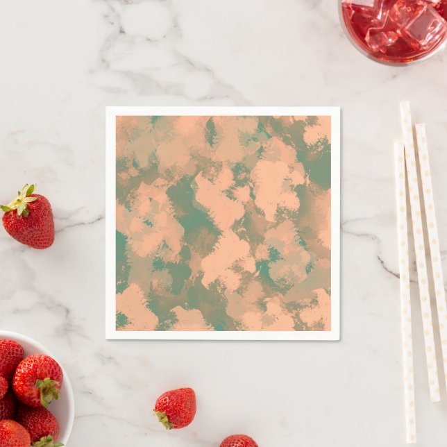 Army Green Floral Watercolor Abstract Napkins (Insitu)