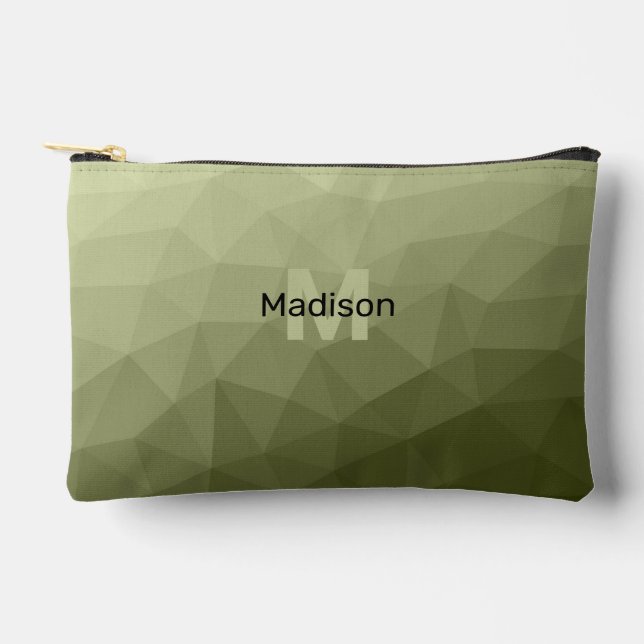 Army green geometric mesh pattern Monogram Accessory Pouch (Front)