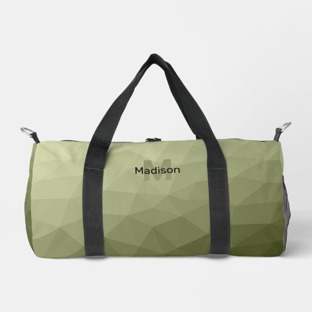 Army green geometric mesh pattern Monogram Duffle Bag (Front)