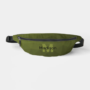 Army green geometric mesh pattern Monogram Fanny Pack