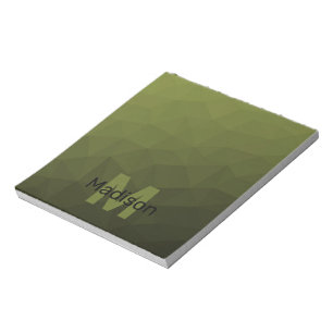 Army green geometric mesh pattern Monogram Notepad