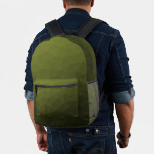 Army green Gradient Geometric Mesh Pattern Printed Backpack