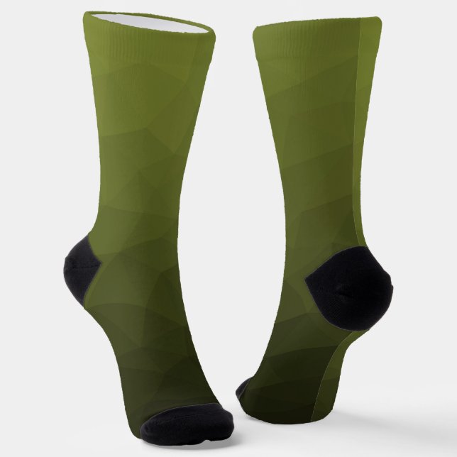 Army green gradient geometric mesh pattern socks (Angled)