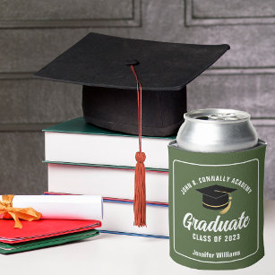 Army Green Graduate Custom 2024 Graduation Party Can Cooler