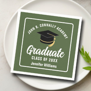 Army Green Graduate Custom 2024 Graduation Party Napkin