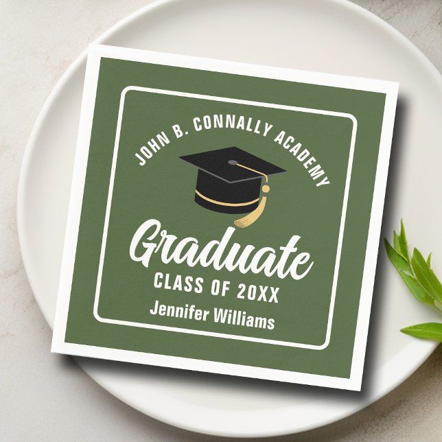 Army Green Graduate Custom 2024 Graduation Party Napkin (Creator Uploaded)