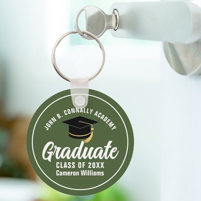 Army Green Graduate Custom Graduation Gift Keychain (Creator Uploaded)