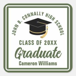 Army Green Graduate Personalized Graduation Party Square Sticker