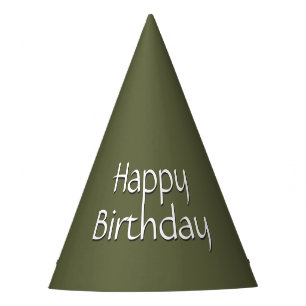 Army Green Happy Birthday Party Hat