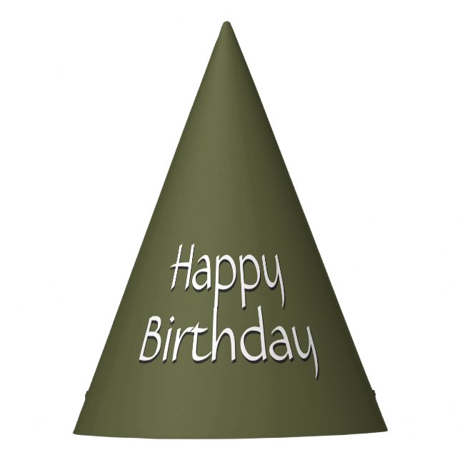 Army Green Happy Birthday Party Hat (Front)
