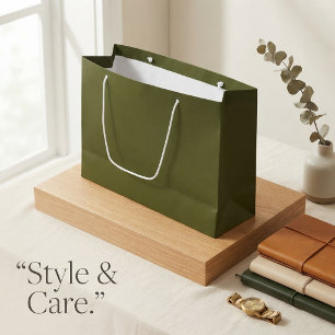 Army Green Large Gift Bag – Single Colour Design