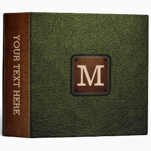 Army green Leather Look Monogram Binder