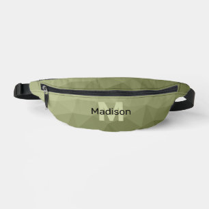Army green light geometric mesh pattern Monogram Fanny Pack